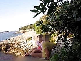 teen teacher sucks my cock in a public beach in croatia in front of everyone - it's very risky with people near- misscreamy