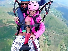 wet pussy squirting in the sky 2200m high in the clouds while paragliding