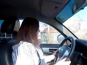 russian girl passed the license exam (blowjob, public, in the car)