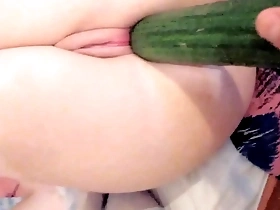 big cucumber in my ass, then stepdaughter have tasty cum in mouth