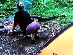 teen sex in the forest, in a tent. real video